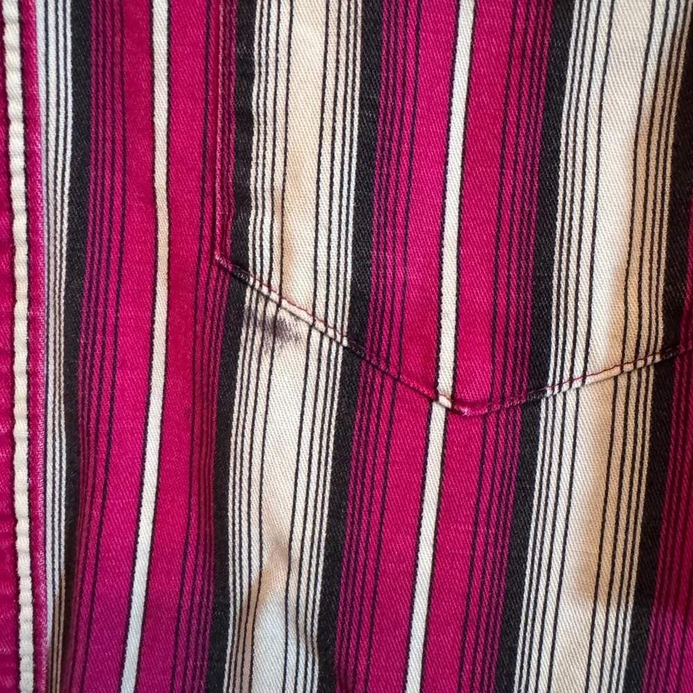 Vintage Wrangler Men's Shirt Stripes Red Black Western Pearl Snap Down XL 90s - Picture 3 of 8